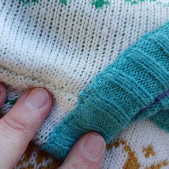 33Degrees Rainbow Unicorn Sweater L fair isle snowflakes soft white tassels ugly - Picture 8 of 15